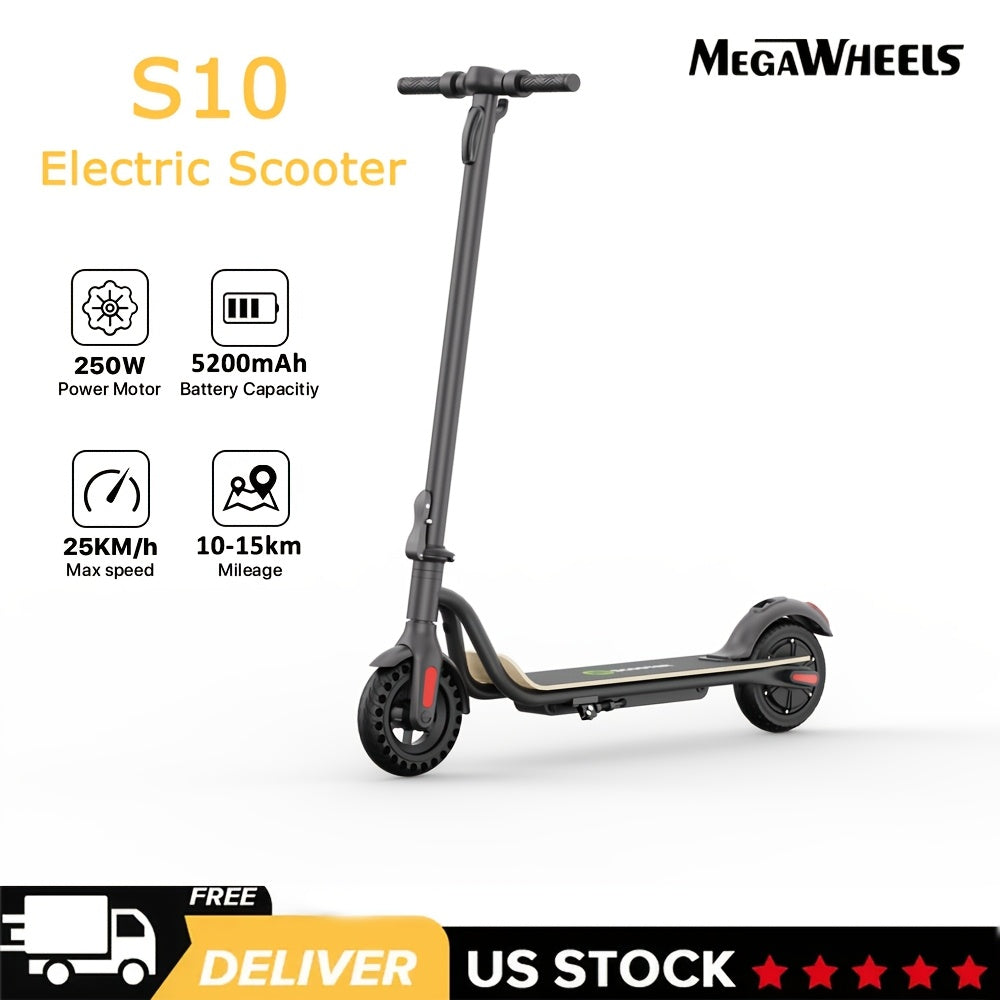 MEGAWHEELS S10 Foldable Electric Scooter For Adults With 8" Solid Tires, 15.5mph Top Speed, 3 Speed Modes And Up To 15miles Range Only 26.46LB Lightweight E-scooter For Commuting And As A Christmas Gift.