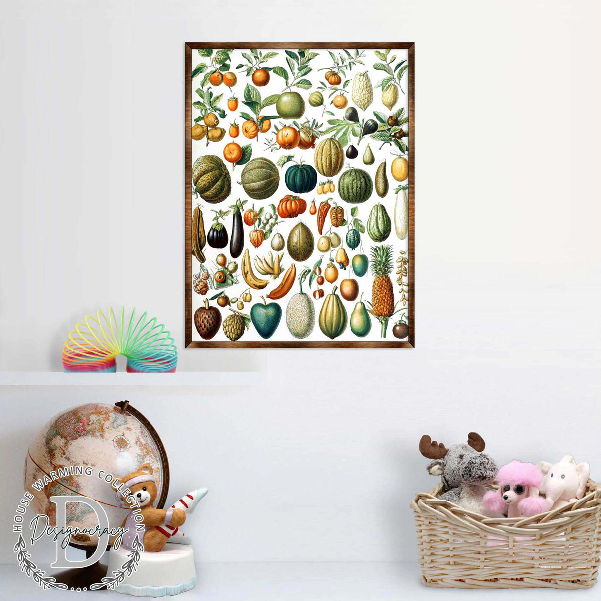 Póster Montessori de madera con frutas - Póster educativo para niños - Decoración para el aula - Estética - 310224