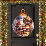 Santa at the Fireplace Holiday Door Decor by G. Debrekht - Christmas Santa Snowman Decor - 8611089H