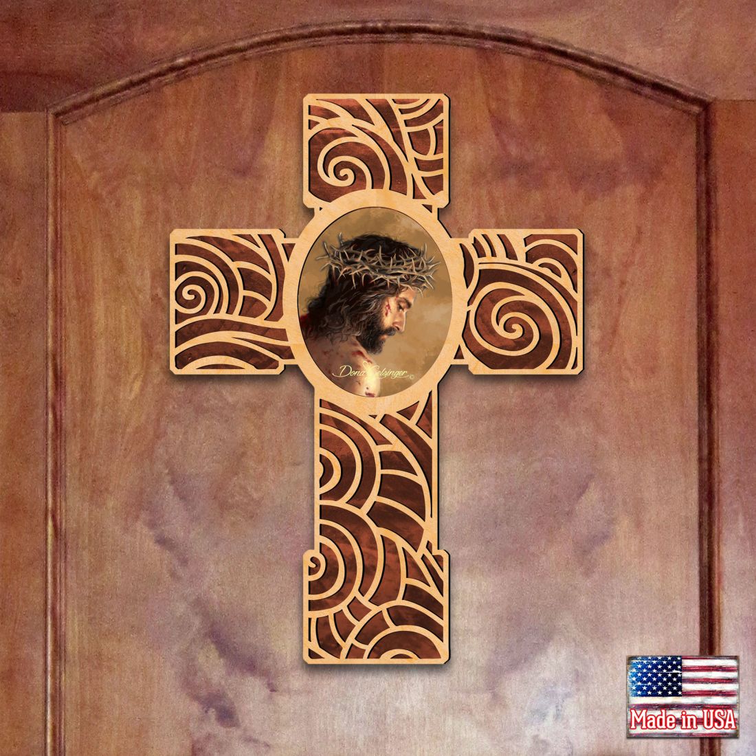 Jesus Modern Wooden Cross by D. Gelsinger - Inspirational Icon Decor - 88280-DG