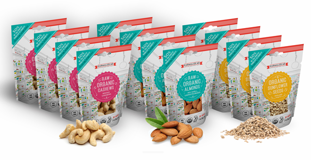 Tamaño del paquete: 4 paquetes de 56 g de almendras orgánicas, 56 g de anacardos orgánicos y 56 g de girasol (12 paquetes en total)