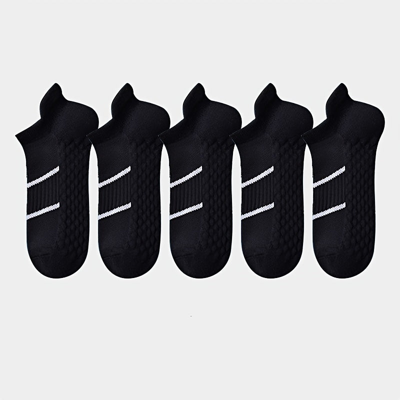 5 pares de calcetines deportivos profesionales para hombre, de verano, de malla fina, transpirables, absorbentes del sudor, antiolor, con protección para el talón y las orejas.
