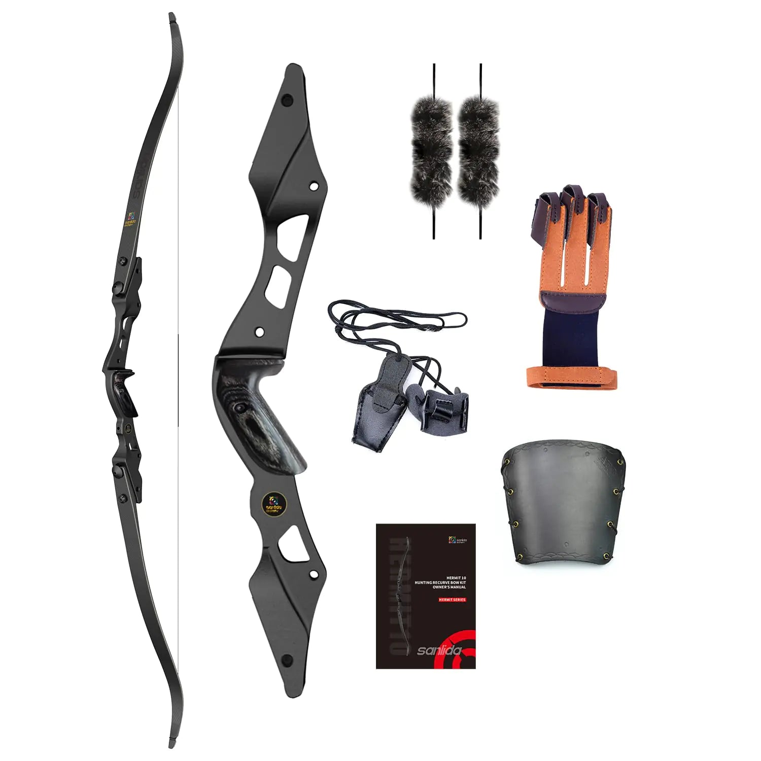 Arc classique de chasse Sanlida Hermit 10 ILF pour adultes 60 pouces 30-45 lb Arc classique de tir à l'arc Recurve Riser ILF CNC Noyau en mousse de carbone et graphite Branches ILF RH uniquement Garantie à vie limitée (45 lb)