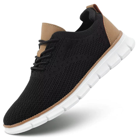 Mens Mesh Sneakers Oxfords Lace-Up Lightweight Casual Walking Shoes Dress Shoes Fashion Sneakers Walking Shoes Black - Lootquake