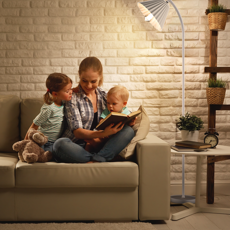 Floor Lamp with Pleated Lamp Shades-1