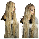 32" Bohemian Braided Wig | Ombre Blonde | Box Braids & Goddess Curls | Full Lace | Cornrow Braids | Synthetic Hair