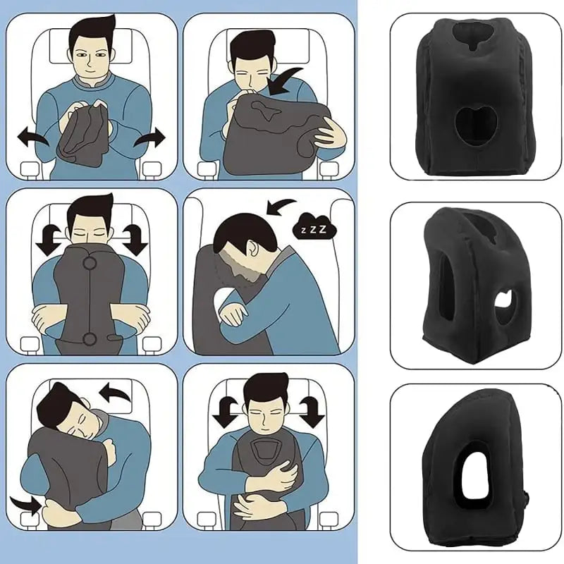 Inflatable Travel Sleeping Bag Portable Cushion Neck Pillow for Men Women Outdoor Airplane Flight Train Sleeping Easy - Lootquake