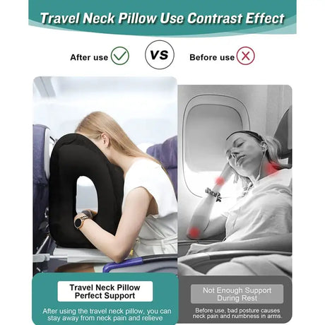 Inflatable Travel Sleeping Bag Portable Cushion Neck Pillow for Men Women Outdoor Airplane Flight Train Sleeping Easy - Lootquake