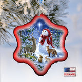 Heaven Snowman Glass Ornament by D. Gelsinger - Christmas Santa Snowman Decor - 754-102R-DG