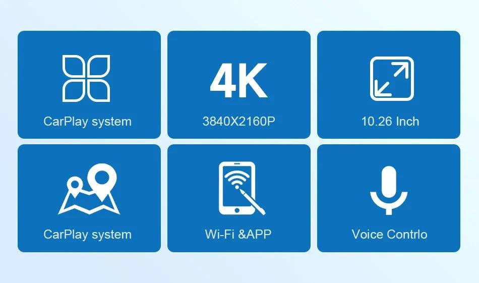 4K 10.26'' Mirror Dash Cam w/ Carplay & Android Auto