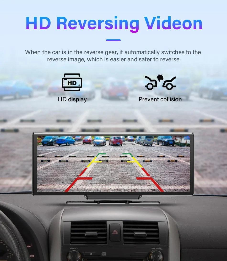 4K 10.26'' Mirror Dash Cam w/ Carplay & Android Auto