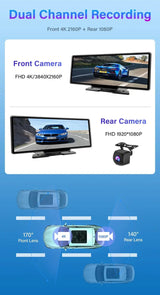 4K 10.26'' Mirror Dash Cam w/ Carplay & Android Auto