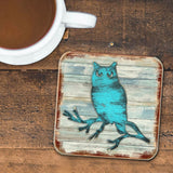 Owl Wooden Cork Coasters Gift Set of 4 by Nature Wonders - Nature Wildlife Decor  - 8198218-9C-S4