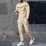 Round Neck Long Sleeve T-shirt Trousers Suit Men - Lootquake