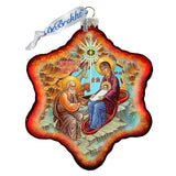 One-of-a-Kind Orthodox Nativity Snowflake Glass Ornament by G. Debrekht - Nativity Holiday Decor - 754-048