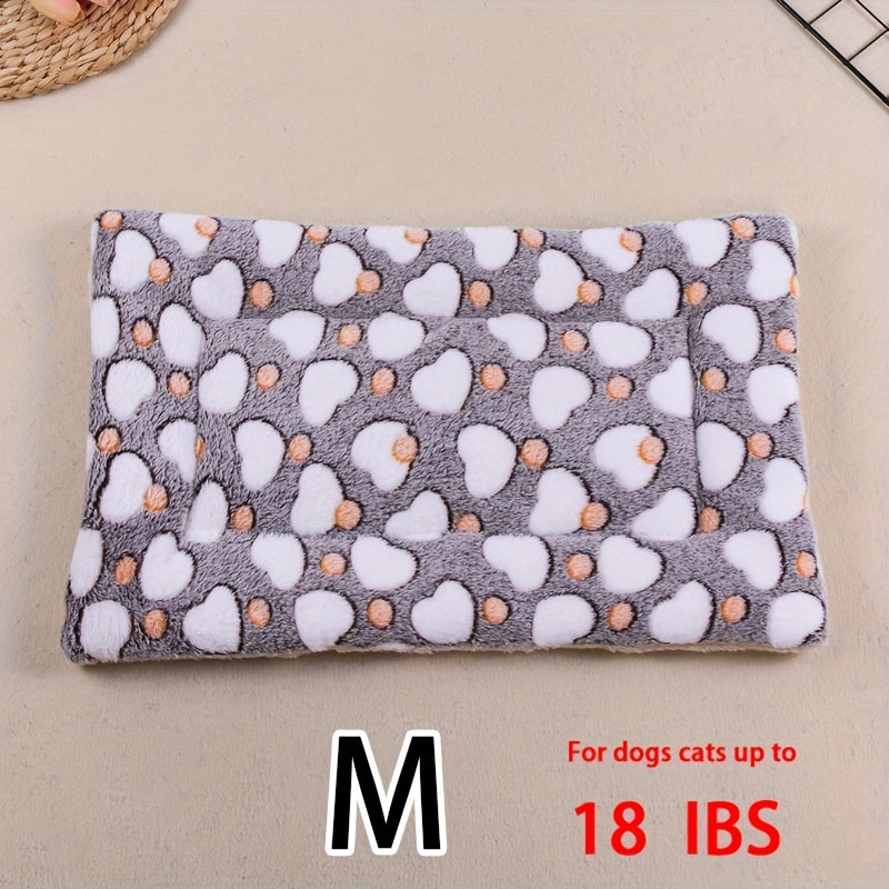 Manta rectangular para mascotas, resistente a la suciedad y para todas las estaciones - Cómoda cama con estampado de pata de perro y corazón (1 unidad)
