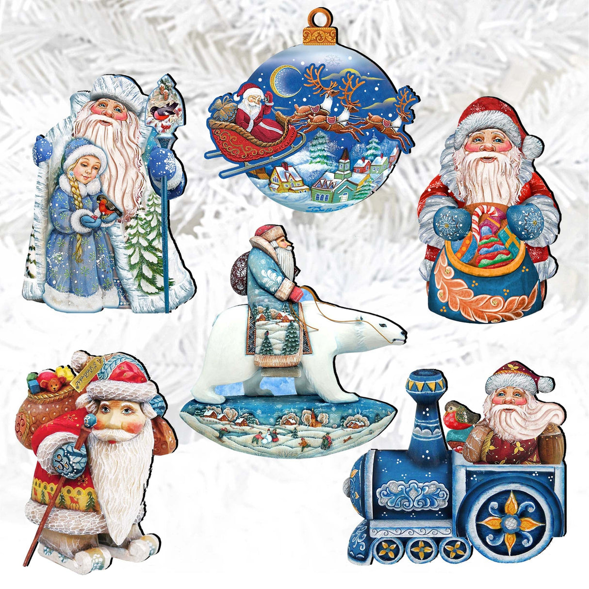 Up-Up and Away Decorative Wooden Clip-on Ornaments Set of 6 by G. Debrekht - Christmas Decor - 8090132C-S6