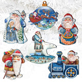 Up-Up and Away Decorative Wooden Clip-on Ornaments Set of 6 by G. Debrekht - Christmas Decor - 8090132C-S6