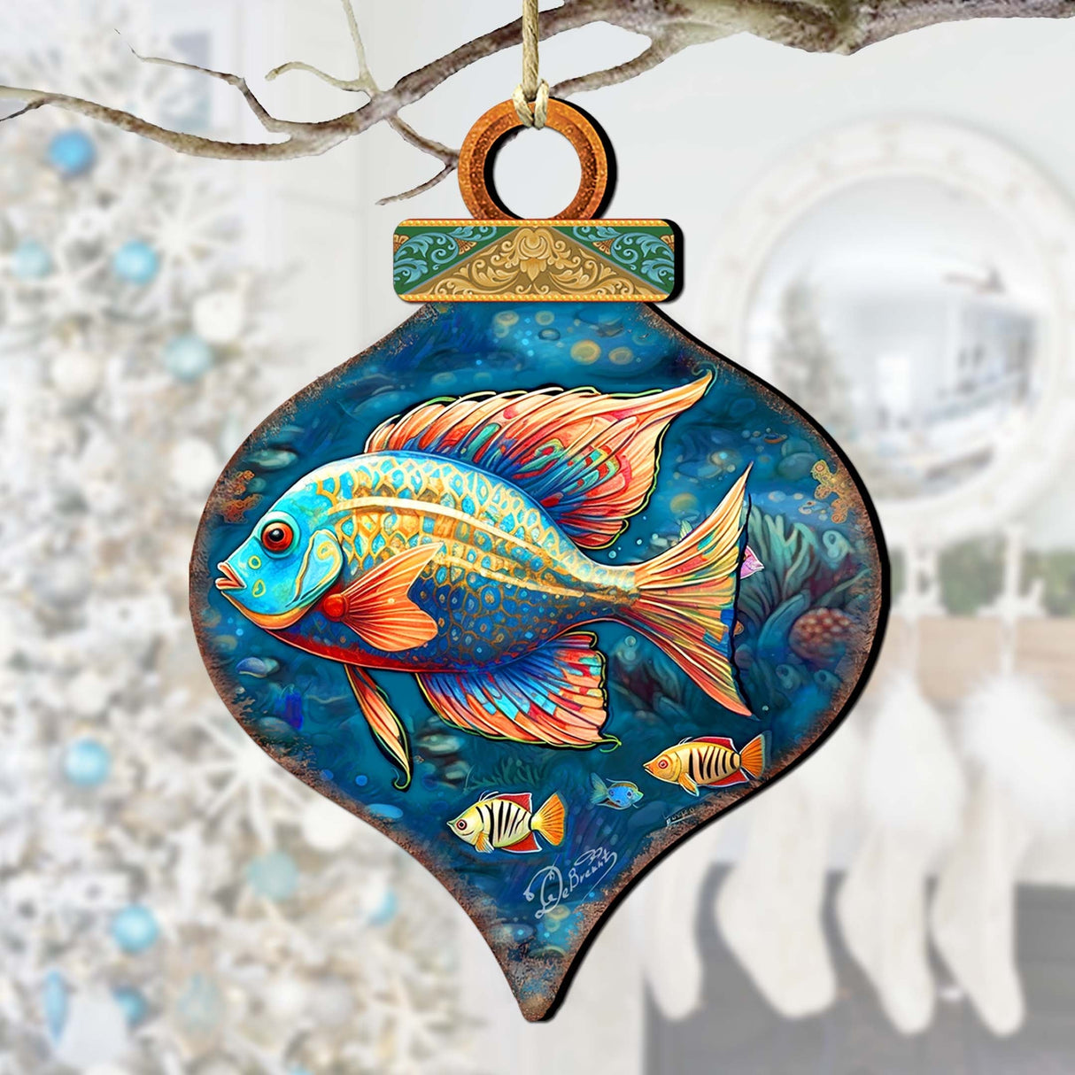 Holiday Coastal Ornaments - Exotic Fish Wooden Ornaments by G. Debrekht Coastal Holiday Decor - 8688179