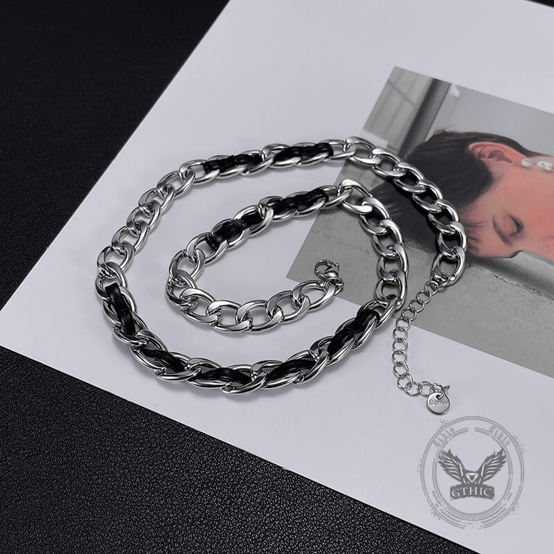 Collar minimalista de cadena cubana de acero inoxidable de 10 mm