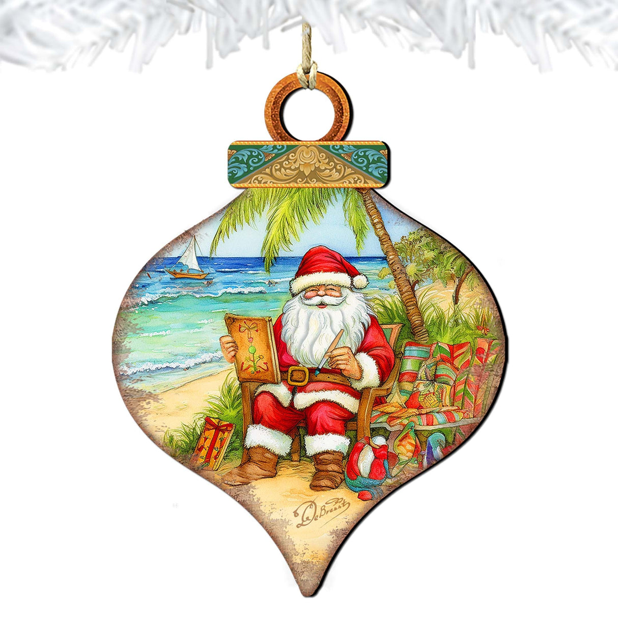 Beach Themed Ornaments - Santa's Artistry Wooden Ornaments by G. Debrekht Coastal Holiday Decor - 8688184