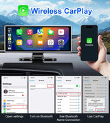 11.26 inch Car DVR 4K Dash Cam Dual Lens Wireless Carplay & Android Auto Video Recorder Monitor GPS Navigation 5G Wifi FM AUX