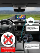 11.26 inch Car DVR 4K Dash Cam Dual Lens Wireless Carplay & Android Auto Video Recorder Monitor GPS Navigation 5G Wifi FM AUX