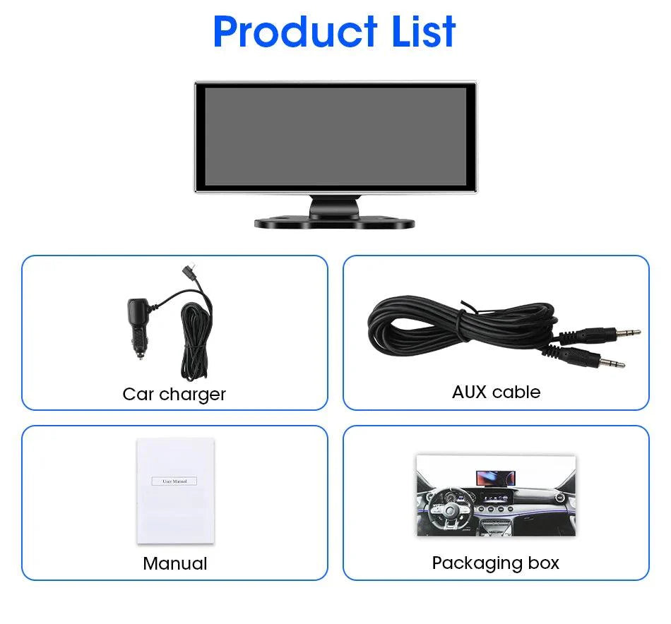 11.26 inch Car DVR 4K Dash Cam Dual Lens Wireless Carplay & Android Auto Video Recorder Monitor GPS Navigation 5G Wifi FM AUX