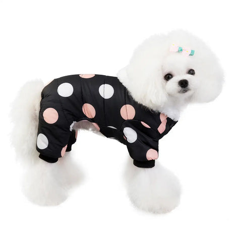 Warm big polka dot four-leg cotton coat - Lootquake