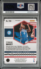 Tarjeta de baloncesto RC Tyrese Maxey #259 Red Wave Rookie de Panini Mosaic, clasificada en 2020, PSA 10 Gem Mint
