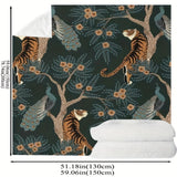 51x59 inches Vibrant Tiger and Peacock Print Flannel Throw Blanket - Throws with Hypoallergenic Polyester Fiber, Soft Multipurpose Knitted Design for All Seasons, Space Theme Decorative Bedding with Easy Dry Clean Care and St
