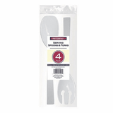 1 - Party Essentials 9.5" Serving Fork & Spoon Sets - White 4 Ct.