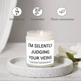 5.3oz Soy Wax Scented Candle with Inspirational Message - "I'm Silent Judging Your Veins for Loving You" - Perfect Appreciation Gift for Nurses, Nursing Students, and Loved Ones on Birthdays, Graduations, or Nurse's Day, Nurs