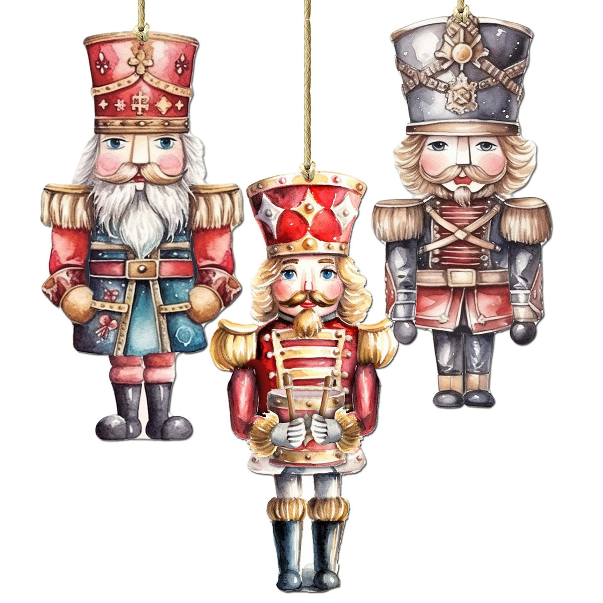 Nutcrackers Decorative Wooden Ornaments of 3 by G. Debrekht - Christmas Decor - 8091008-S3