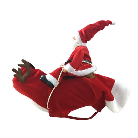 Dog Christmas Clothes Santa Claus Riding Deer - Lootquake