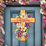 Floral Dove Blessing Cross Holiday Door Decor by G. Debrekht - Easter Spring Decor - 8688163H