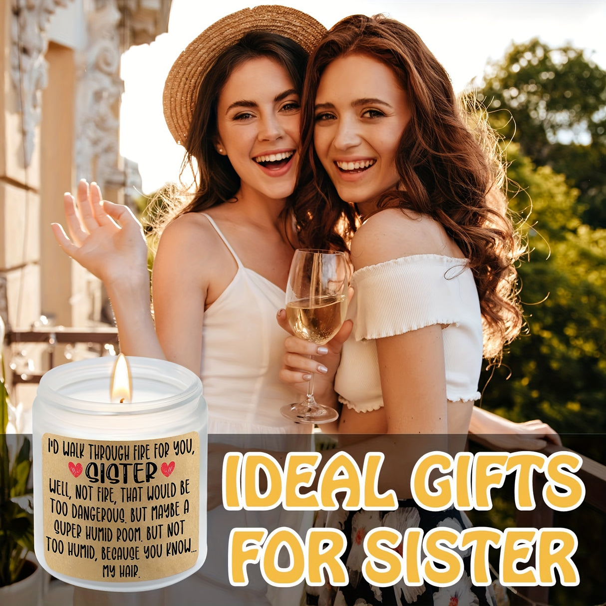 Vela de cera de soja con aroma a vainilla en frasco ovalado brillante. Un regalo de cumpleaños brillante para hermanas, cuñadas y hermanos. Un regalo divertido para hermanas. Crea un ambiente natural, duradero y cálido.