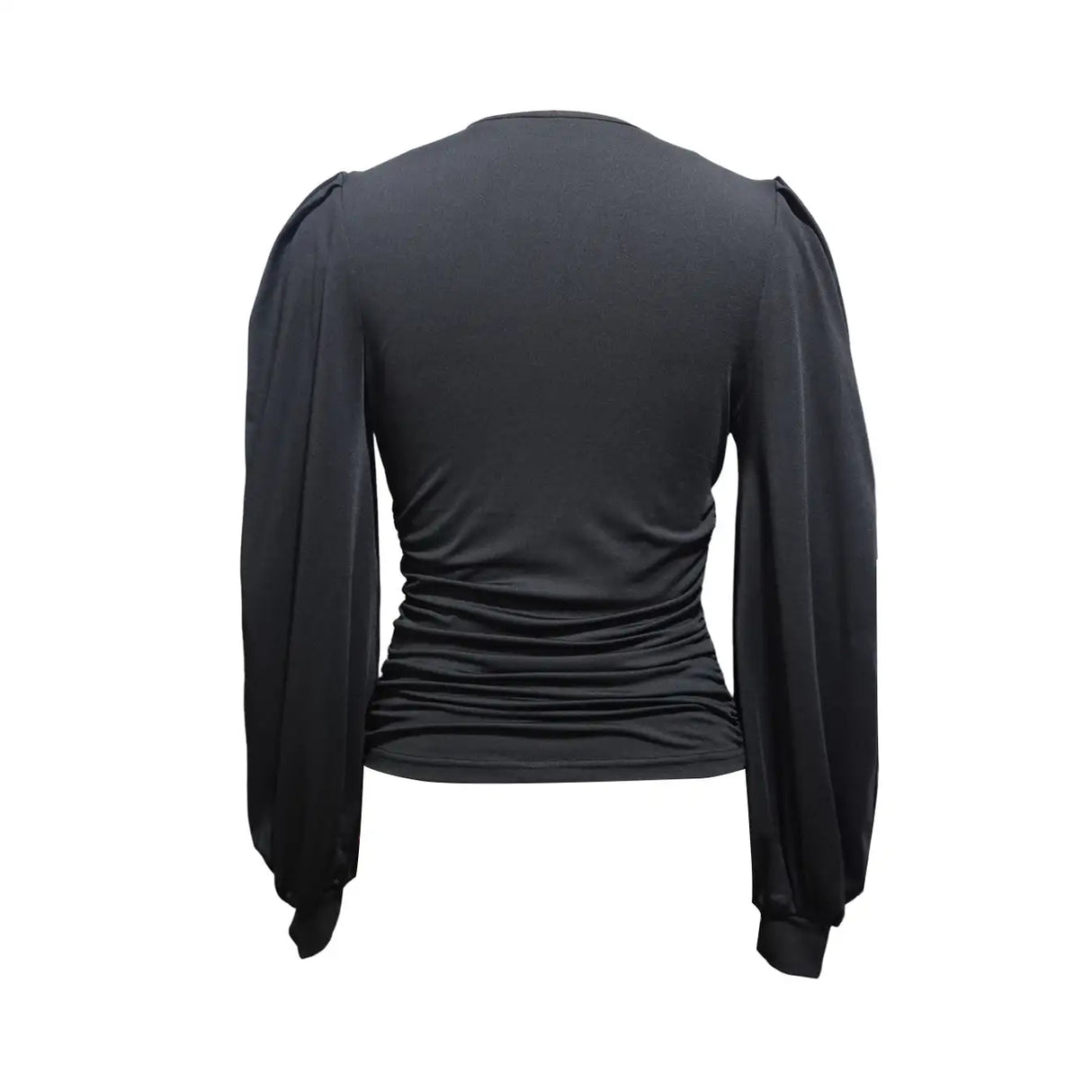 Ladies' Fashionable New Style Low Head Lantern Sleeve Pleated Top Casual V-neck Shirt - Lootquake