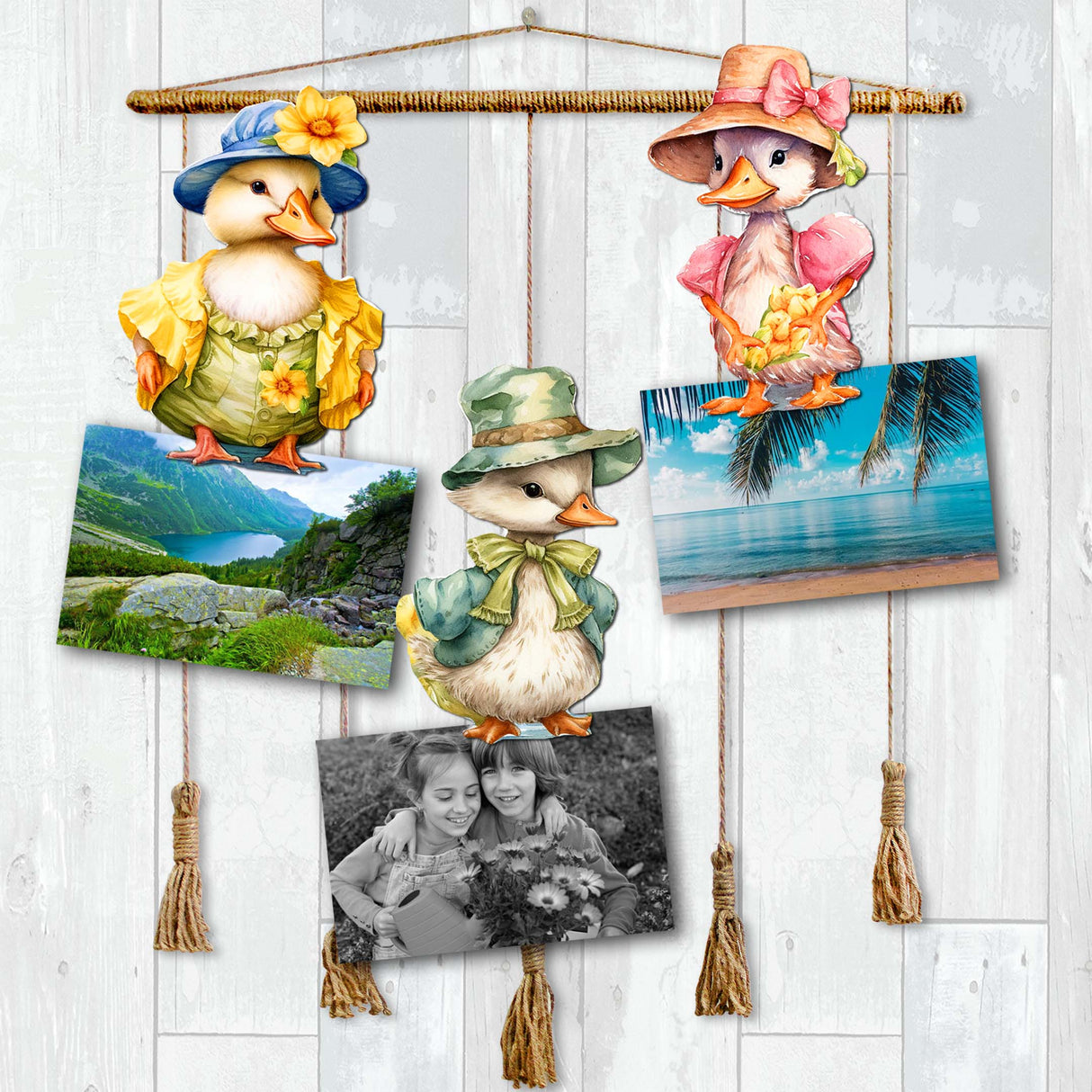 Easter Ducks Decorative Wooden Clip-on Ornaments Set of 3 by G. Debrekht - Easter Decor - 8091043C-S3