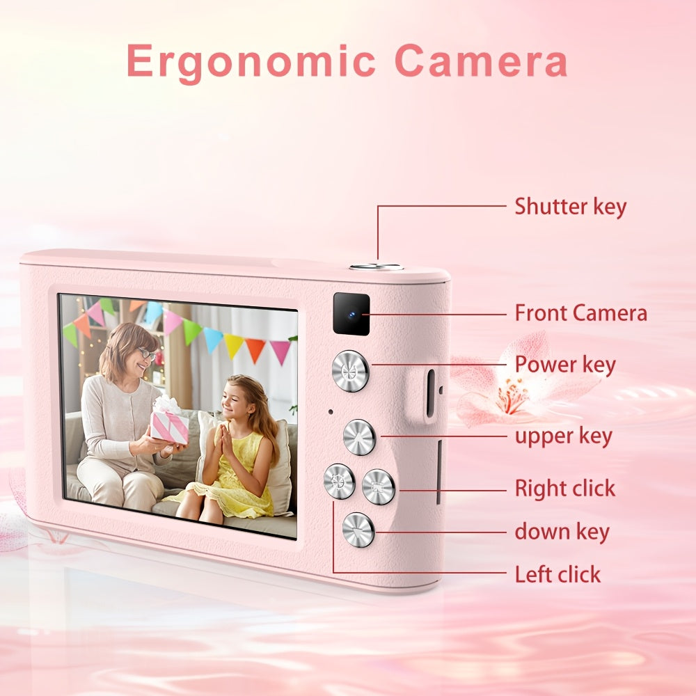 Digital Zoom1080P HD Digital Camera - 2.4" Rechargeable Camera, 800mAh, Equipped With A 32GB SD Card, Support For Vlog, Selfie, Photography, Video Recording, Webcam, Digital Camera Suitable For Beginners/Youngest, Perfect Gif