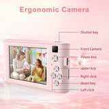 Digital Zoom1080P HD Digital Camera - 2.4" Rechargeable Camera, 800mAh, Equipped With A 32GB SD Card, Support For Vlog, Selfie, Photography, Video Recording, Webcam, Digital Camera Suitable For Beginners/Youngest, Perfect Gif