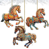 Ornamental Horses Wooden Ornaments Set of 3 by G. Debrekht - Christmas Decor - 8100193S3
