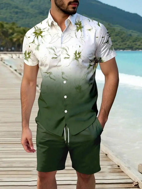 3D Digital Printing Men's Casual Loose Shirt Shorts - Lootquake