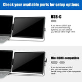 12 Inch Laptop Dual Monitor 1920*1080 HD IPS LCD Dual Monitor Screen Extender Laptops For Macbook Huawei