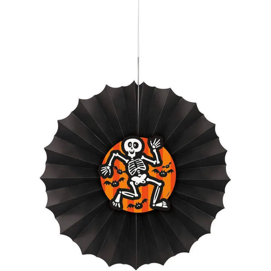 12" Halloween Bat Skeleton Tissue Paper Decorative Fan