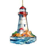 Nautical Christmas Ornaments - Lighthouse Wooden Ornaments by G.Debrekht Coastal Holiday Decor - 8688197