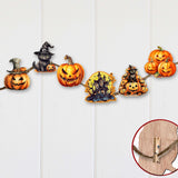 Calabazas espeluznantes, adornos decorativos de madera con clip (6 unidades), de G. Debrekht - Decoración de Halloween - 8090019C-S6