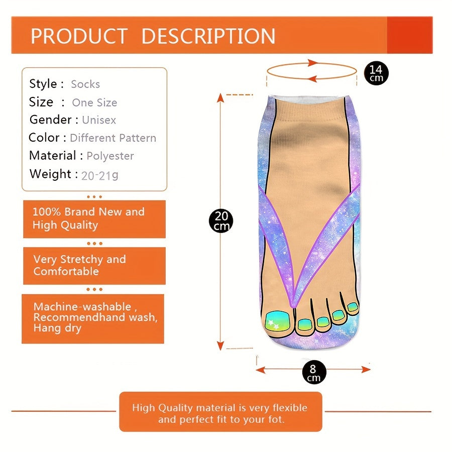 6 Pairs 3D Colorful Toe Slipper Socks, Funny & Trendy Low Cut Ankle Socks, Women's Stockings & Hosiery