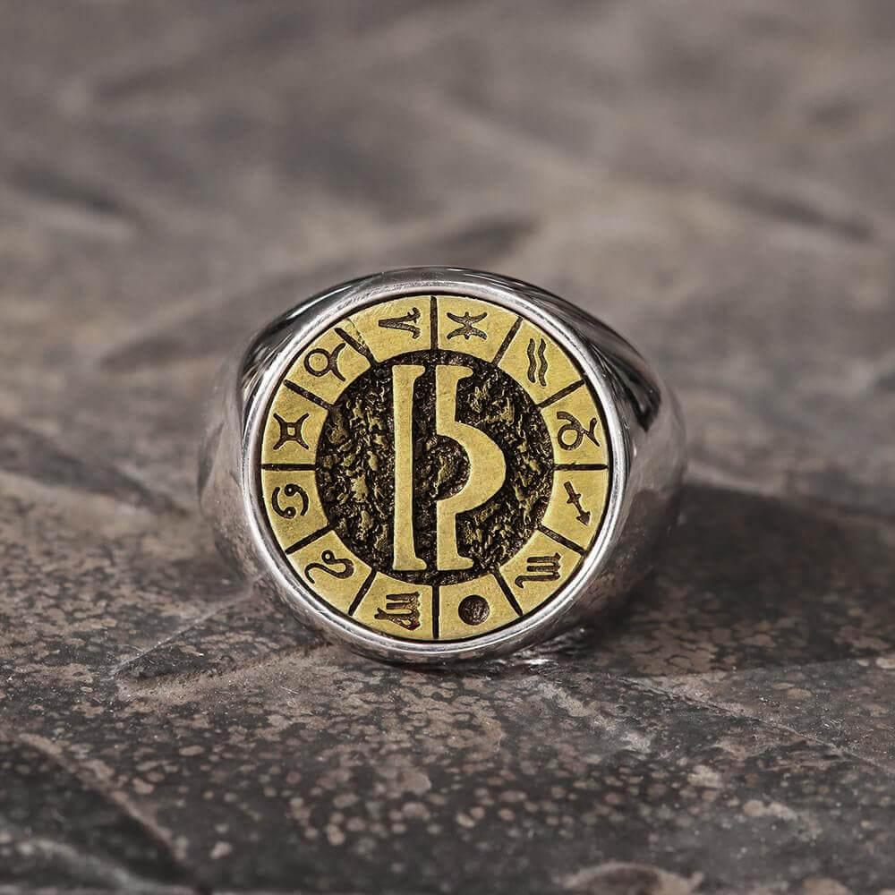 Anillo de acero inoxidable con las 12 constelaciones del zodiaco