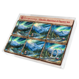 Northern Lights Wooden Cork Placemat and Coasters Gift Set of 7 by Nature Wonders Nature Wildlife Decor  - 85411C-S7